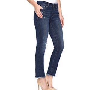 DL1961 Mara Intrasculpt Mid-Rise Straight Ankle Jean Frayed Hem Premium Denim 28